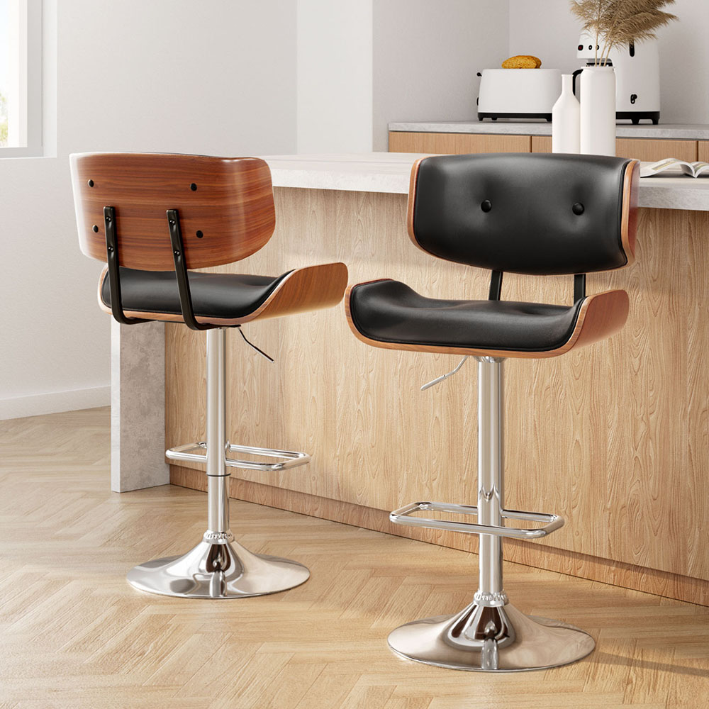 Martin 2x Bar Stools Gas Lift Black