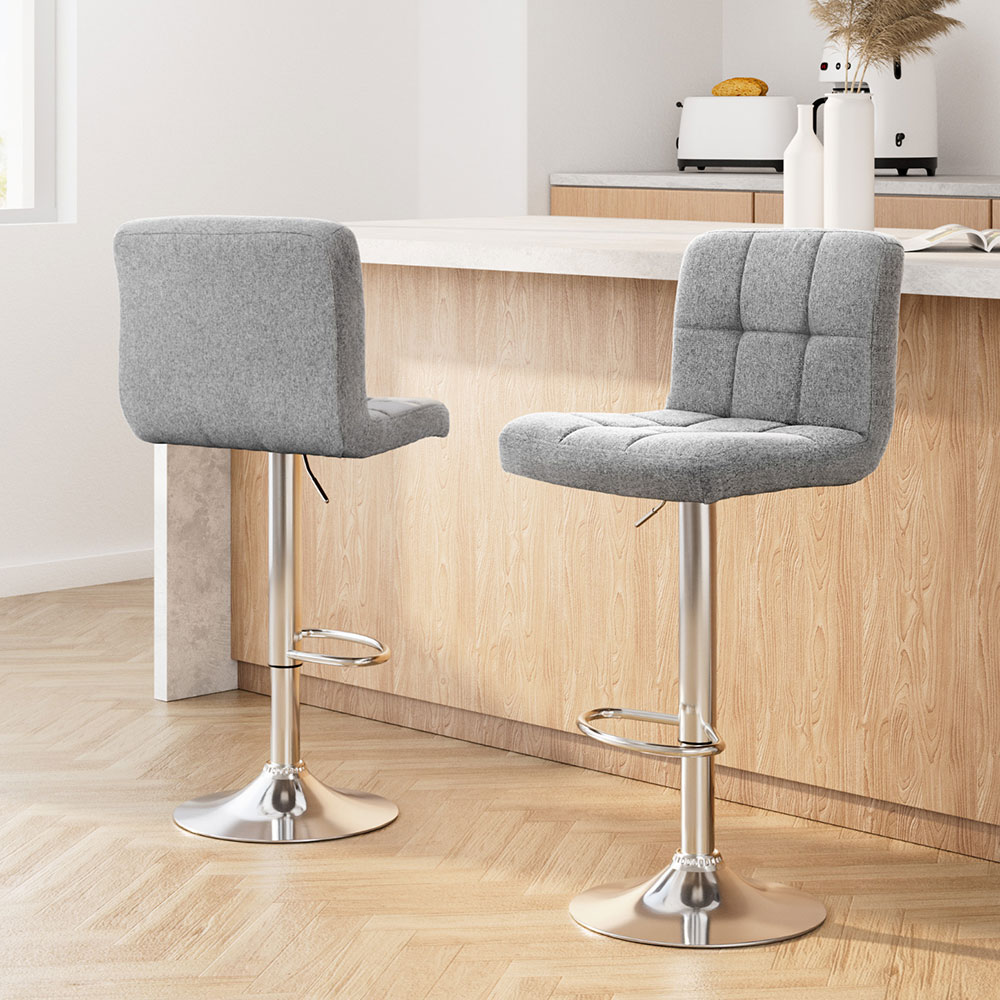 Bates 2x Bar Stools. Gas Lift. Grey