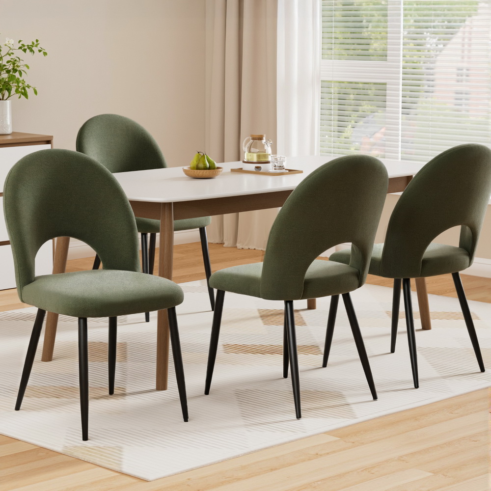 Loren Dining Chairs Set of 4 Velvet Hollow Green