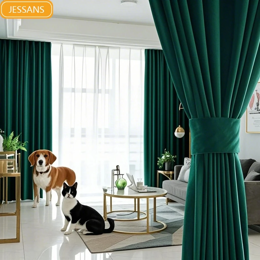 New Retro Dark Green Velvet Curtains. Numerous Options To Choose From