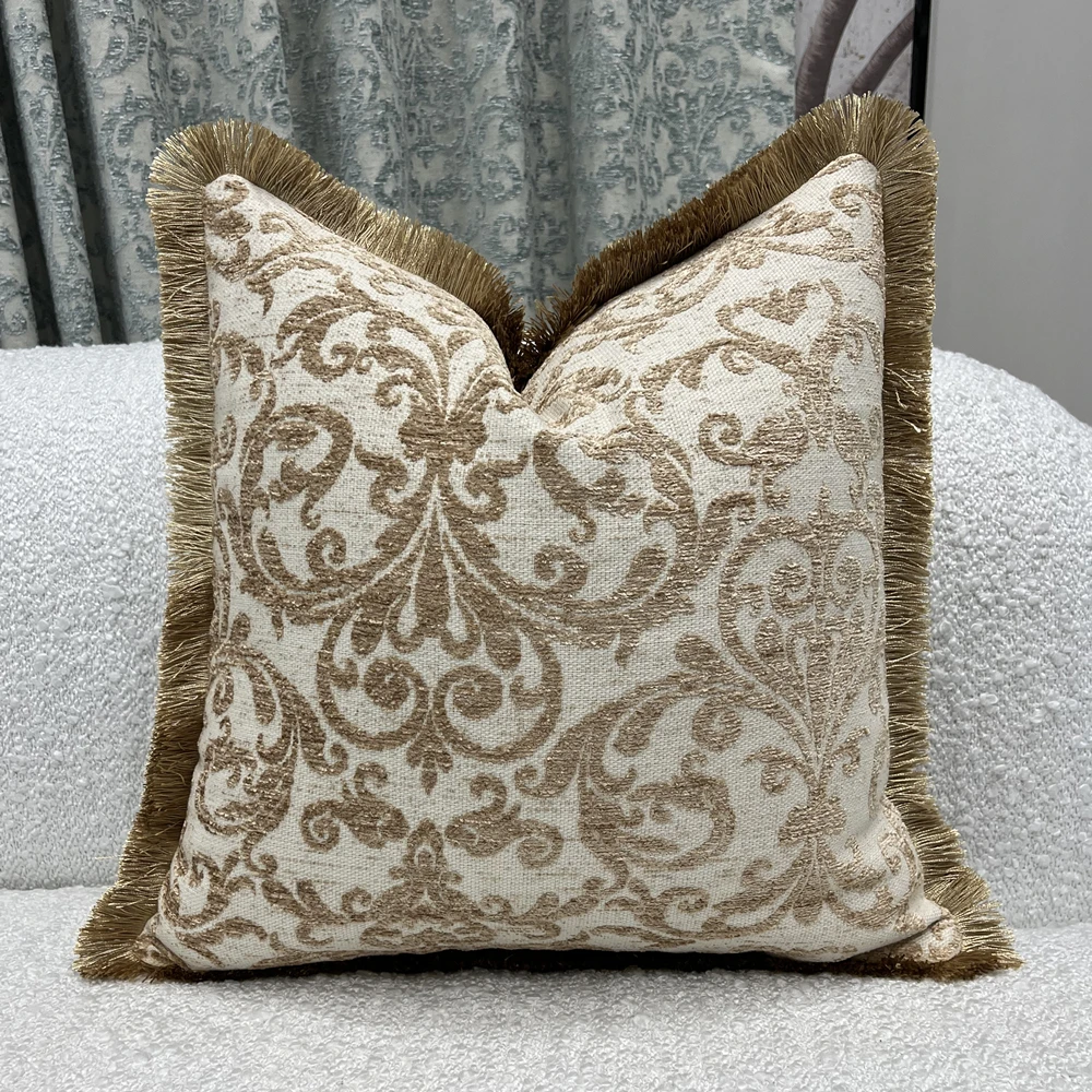 Luxurious Fringe Piping European Style Chenille Cushion Cover