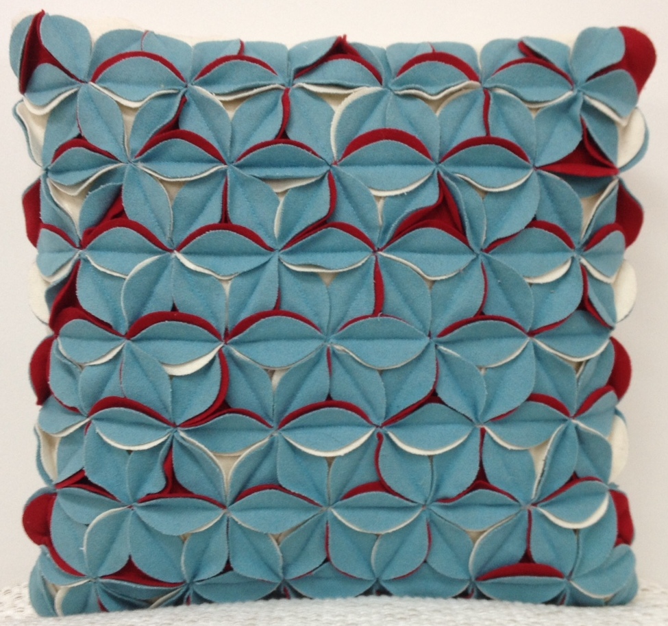 Pack Of 4 Amelie Aqua Blue & Red 3D Texture Cushion Covers